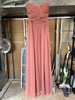 Birdy Grey Strapless Dusty Rose Chiffon Gown